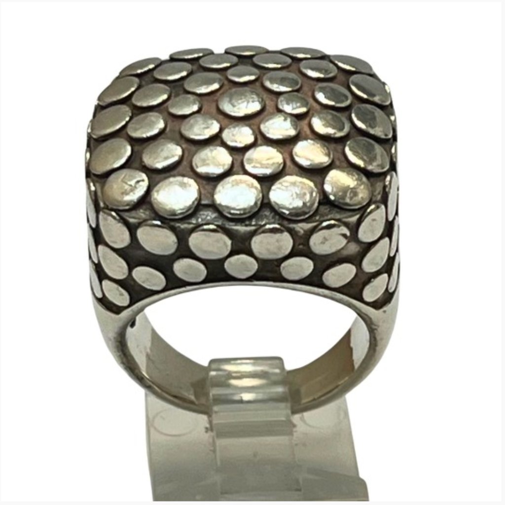 Vintage John Hardy Square Dots 925 Silver 18k Gold Size 75 Ring 350$